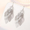 Women Sterling Silver Retro Hollow Maple Leaf Long Tassel Earrings freeshipping - Tyche Ace