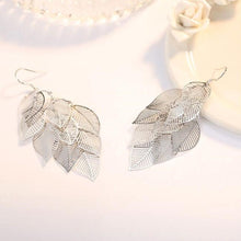 Load image into Gallery viewer, Women Sterling Silver Retro Hollow Maple Leaf Long Tassel Earrings freeshipping - Tyche Ace
