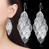 Women Sterling Silver Retro Hollow Maple Leaf Long Tassel Earrings freeshipping - Tyche Ace