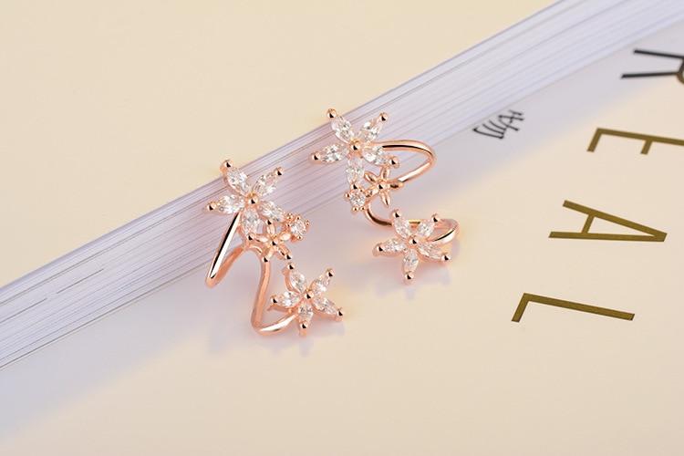 Women  Sterling Silver Zircon Butterfly Star Flower Stud Earrings freeshipping - Tyche Ace