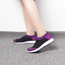 Load image into Gallery viewer, Women Striped Sock Knitted Vulcanized Shoes Causal Flat Shoes freeshipping - Tyche Ace

