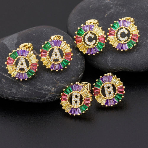 Women Stunning Colourful Letter Alphabet Stud Earrings freeshipping - Tyche Ace