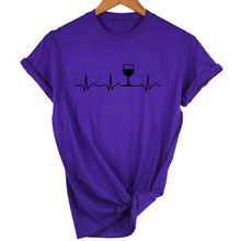 Load image into Gallery viewer, Women Stylish Wine Heartbeat T Shirts freeshipping - Tyche Ace
