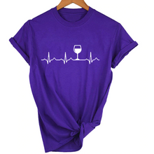 Load image into Gallery viewer, Women Stylish Wine Heartbeat T Shirts freeshipping - Tyche Ace
