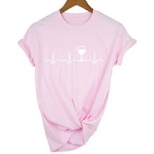 Load image into Gallery viewer, Women Stylish Wine Heartbeat T Shirts freeshipping - Tyche Ace
