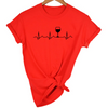 Women Stylish Wine Heartbeat T Shirts freeshipping - Tyche Ace