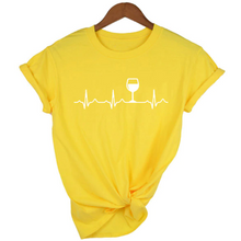 Load image into Gallery viewer, Women Stylish Wine Heartbeat T Shirts freeshipping - Tyche Ace
