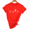 Women Stylish Wine Heartbeat T Shirts freeshipping - Tyche Ace