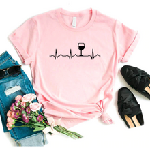 Load image into Gallery viewer, Women Stylish Wine Heartbeat T Shirts freeshipping - Tyche Ace
