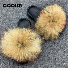 Load image into Gallery viewer, Women Summer Fluffy Faux Fur Outdoor Flip Flops freeshipping - Tyche Ace
