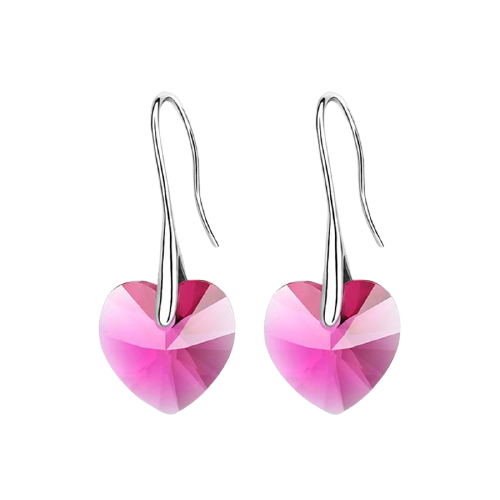 Women Swarovski Crystal Heart Drop Earrings freeshipping - Tyche Ace