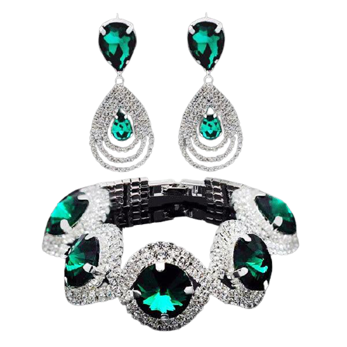 Women Trendy Rhinestone Crystal Bracelet Earrings Set freeshipping - Tyche Ace