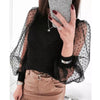 Women Turtleneck Knitted Polka Dot Puff Mesh Long Sleeve Blouse freeshipping - Tyche Ace