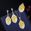 Women Vintage Colourful Crystal Cubic Zircon Big Drop Ring Pendant Necklace Earring Set freeshipping - Tyche Ace
