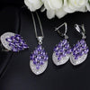 Women Vintage Colourful Crystal Cubic Zircon Big Drop Ring Pendant Necklace Earring Set freeshipping - Tyche Ace