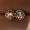Women Vintage Crystal Round Stud Earrings freeshipping - Tyche Ace