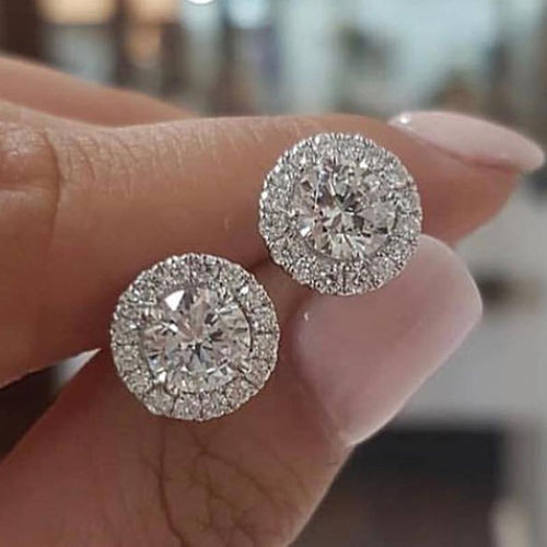 Women Vintage Crystal Round Stud Earrings freeshipping - Tyche Ace
