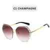 Women Vintage Oversized Rimless Rhinestone Square Design Sunglasses freeshipping - Tyche Ace