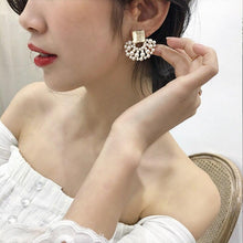Load image into Gallery viewer, Women Vintage Simulated Pearl Geometric Dangle Earrings freeshipping - Tyche Ace
