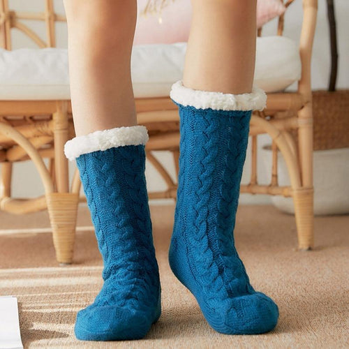 Women Warm Sock Faux Fur Plush Silicone Non-slip Slippers freeshipping - Tyche Ace