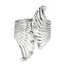 Women Wide Feather Design Rhinestone Metal Plated Cuff Bangle freeshipping - Tyche Ace