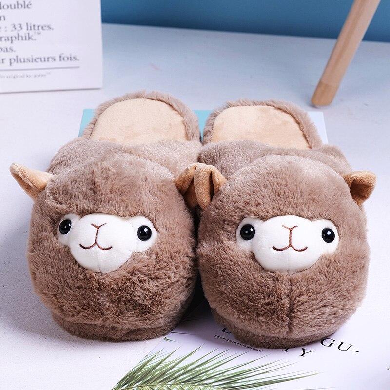 Women Winter Warm Alpaca Cartoon Fur Plush Slippers freeshipping - Tyche Ace