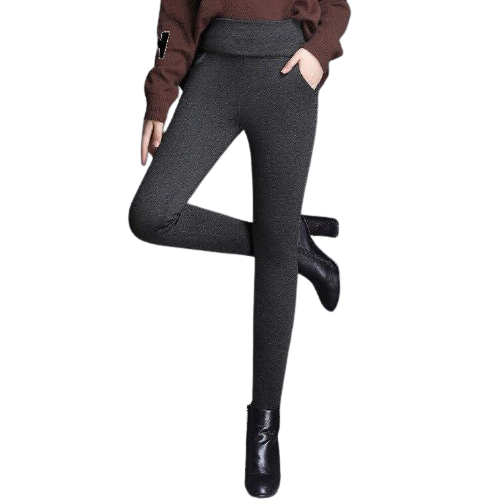 Women Winter Warm Velvet High Waist Elastic Stretch Straight Pants freeshipping - Tyche Ace